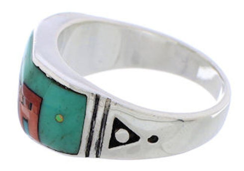 Silver Pueblo Design Multicolor Ring Size 10-3/4 PX42265
